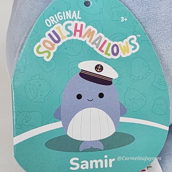 SAMIR 🐳5" Blue Whale w Sailor Captain Hat Original Squishmallow By Kellytoy NWT - Picture 3 of 8